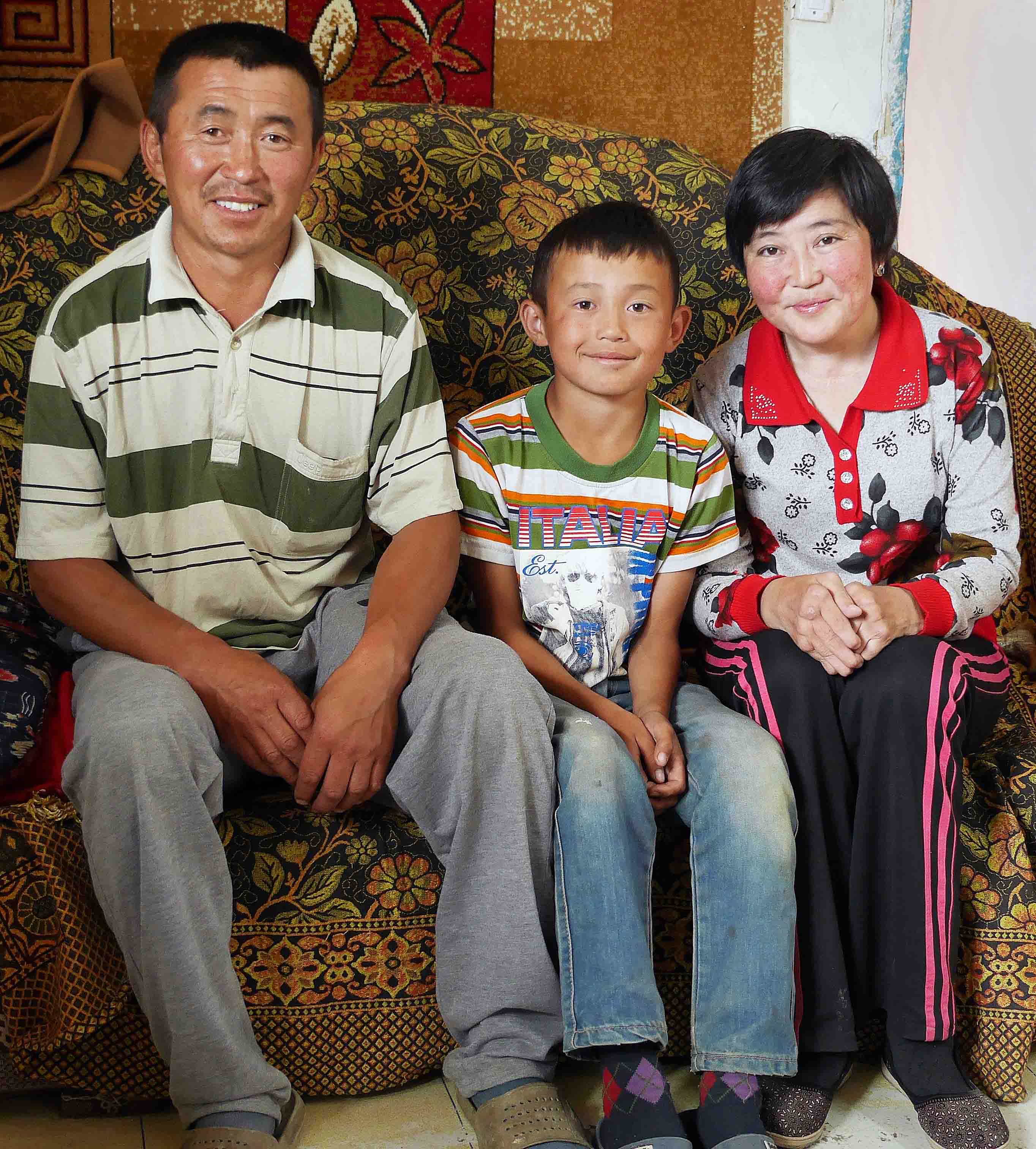 2. Lena, her husband Batory and their son Oralbek.
